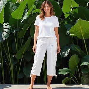 Style & Co Petite Bright White Capri MidRise Pants Retro Deadstock NWT CleanGirl